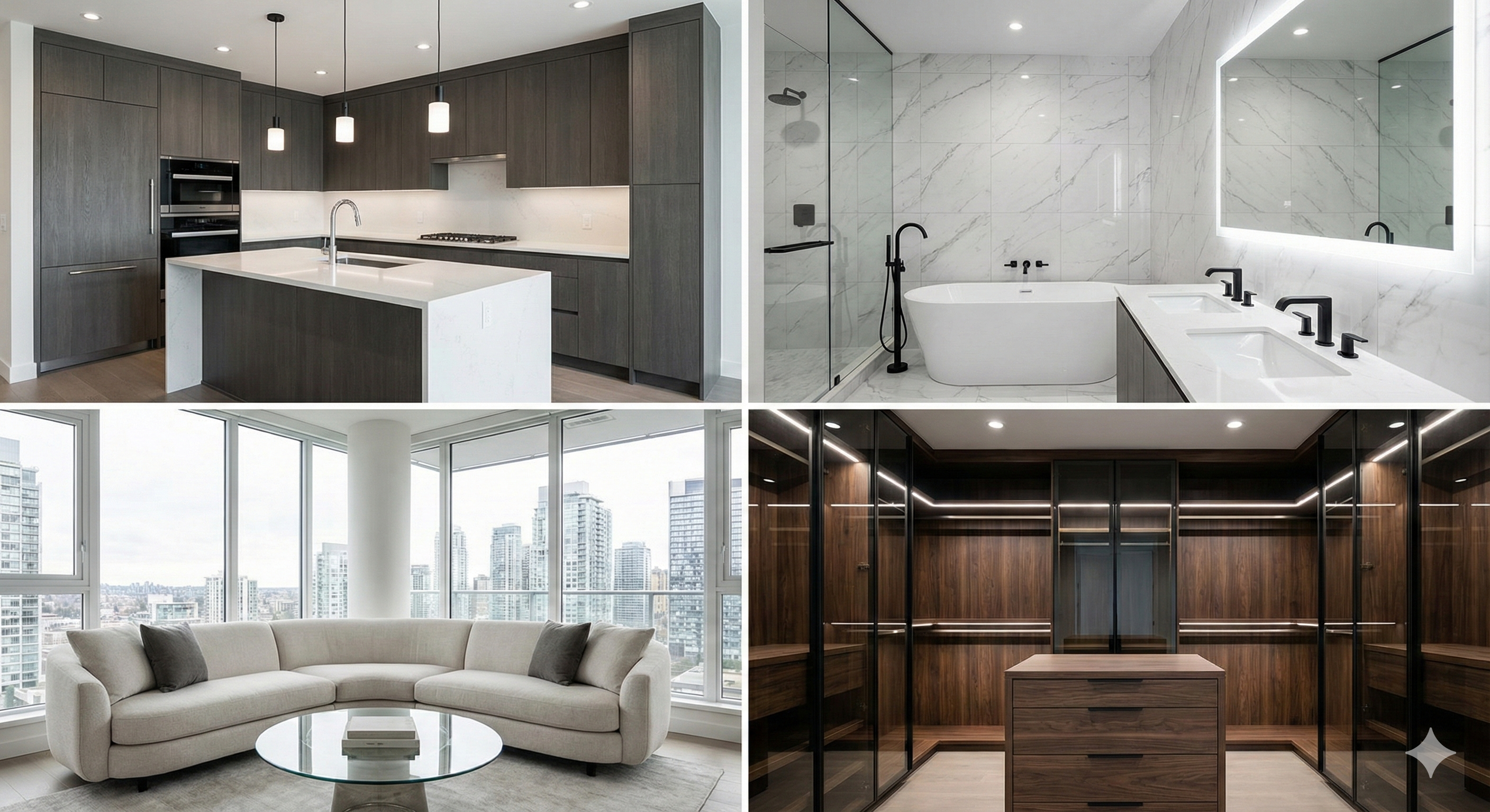 Customized home renovation in Kuwait featuring upgraded kitchen, bathroom, lighting, flooring, and storage solutions